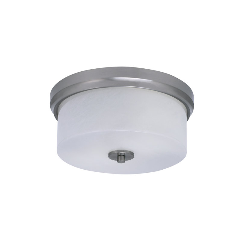 Plafonnier encastré 2 lumières 12 po 12 po, Nickel brossé, Blanc