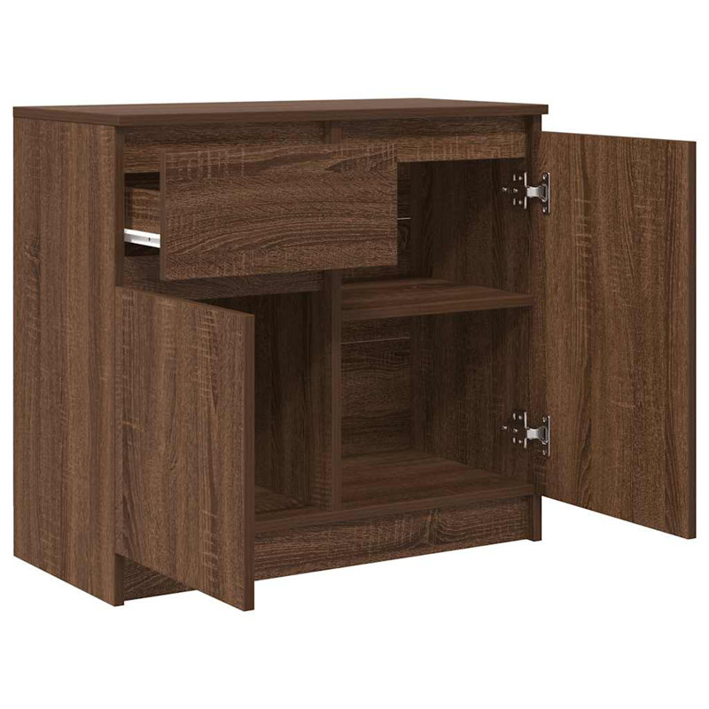 Sideboard With Drawer 71X35x65 Cm Engineered Wood, Brown Oak