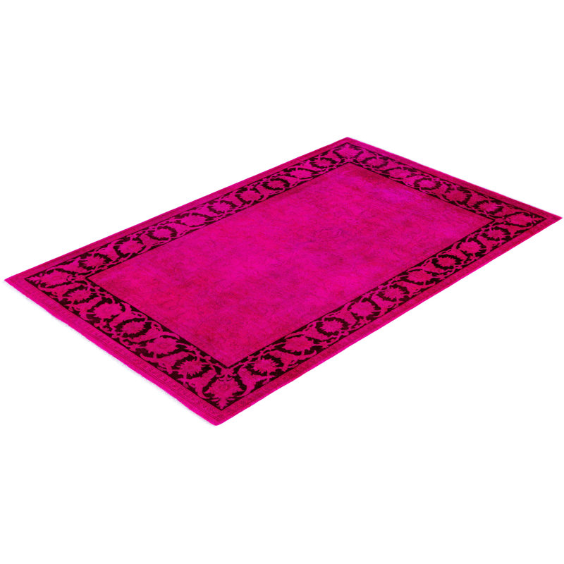 Overdyed One-of-a-Kind Rectangle 4' X 6'4" Hand Knotted Area Rug