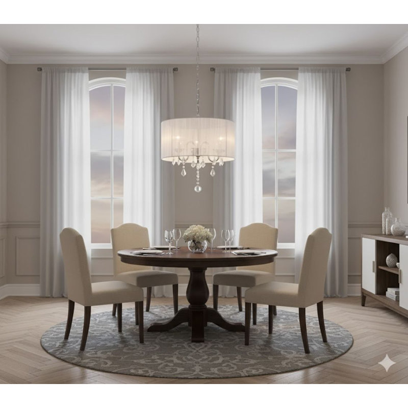 Transitional 3 Light Silk String Shade Chandelier