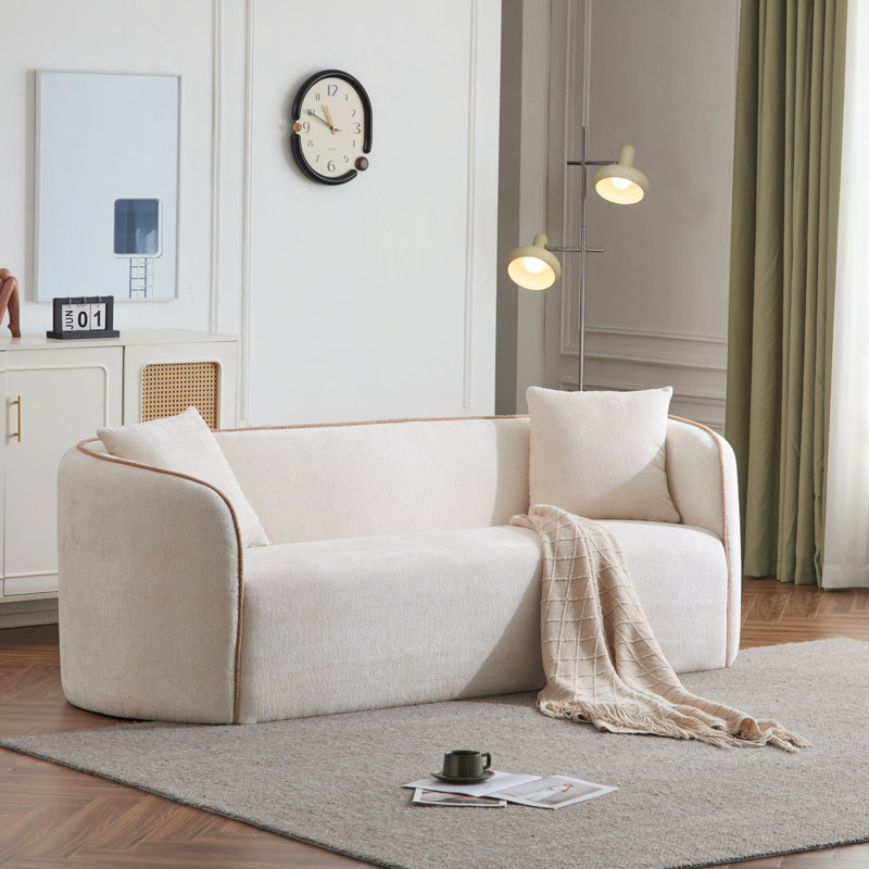 Canapé courbé de 82 po Coral, 3 places, salons, chambres à coucher, bureau d'appartement, Beige