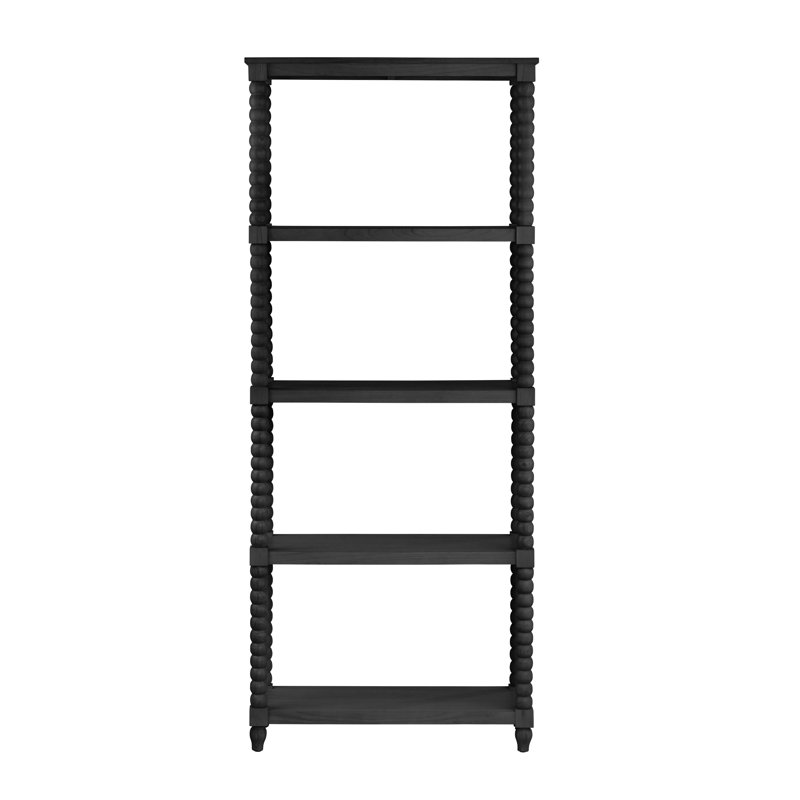 Cyanna 75.25 in. Black 4 Shelf Etagere Bookcase