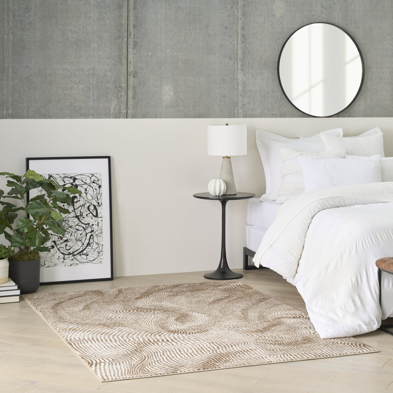 Alim Abstract Machine Made Area Rug, Beige Brown, Rectangle 160 x 221 cm