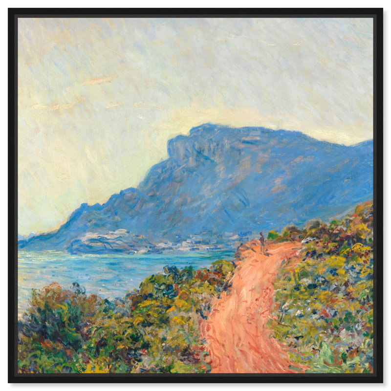 Art mural Monet's Monaco Coastal par Art Remedy, Cadre noir, H 13 po x l 13 po