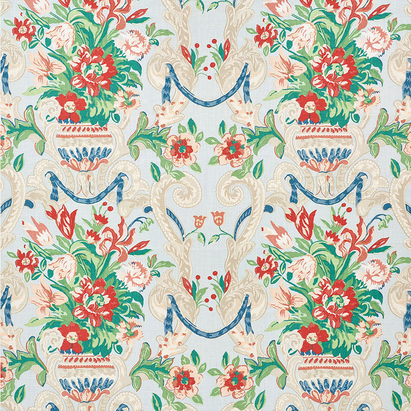 Aylesbury Vase Fabric, Aqua
