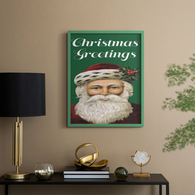 Retro Santa Claus I Framed Print - Solid Wood
