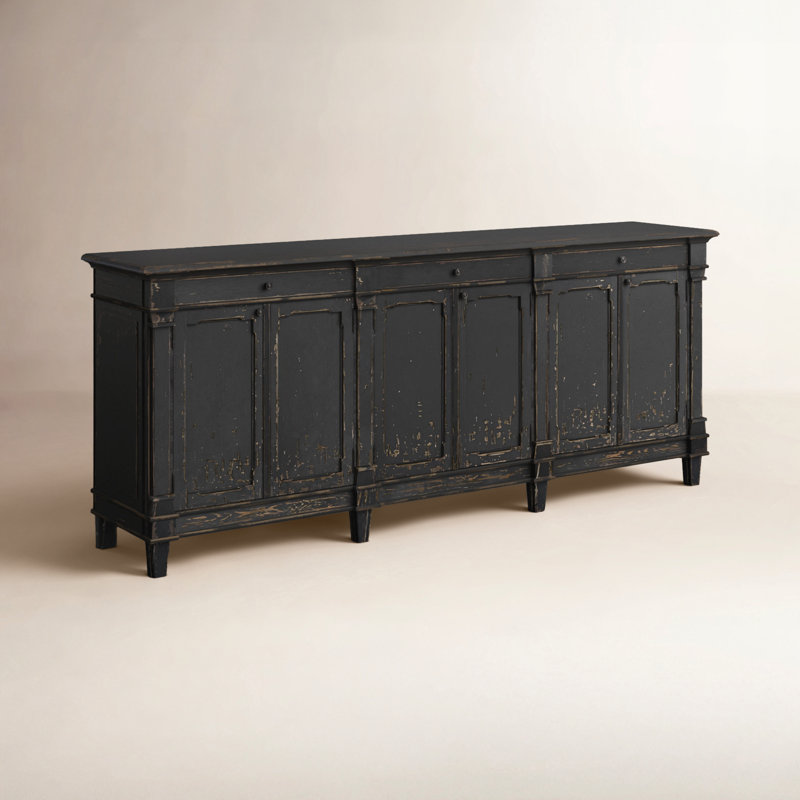 Marjorie 96.25'' W Solid Wood Sideboard, Distressed Black