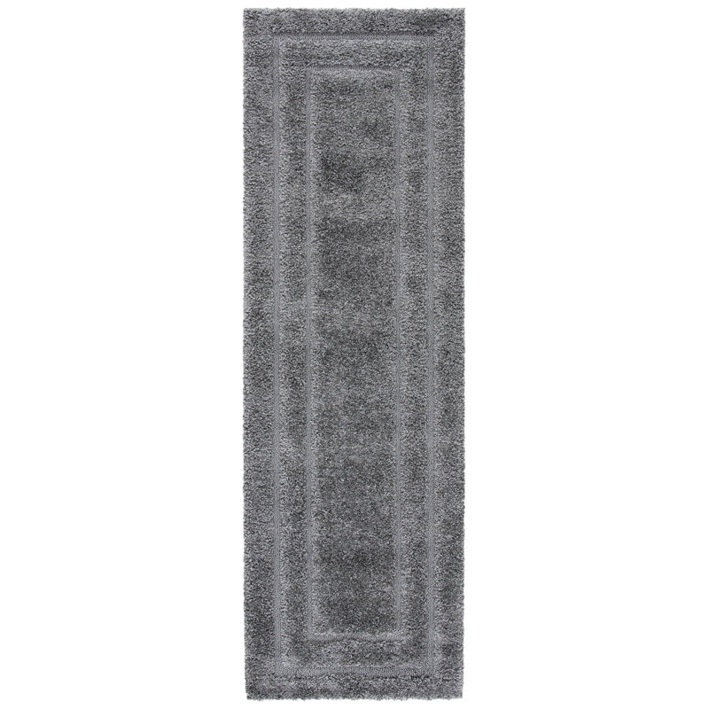 Tapis gris à motif géométrique Assar, Tapis de couloir 2 pi 3 po x 7 pi