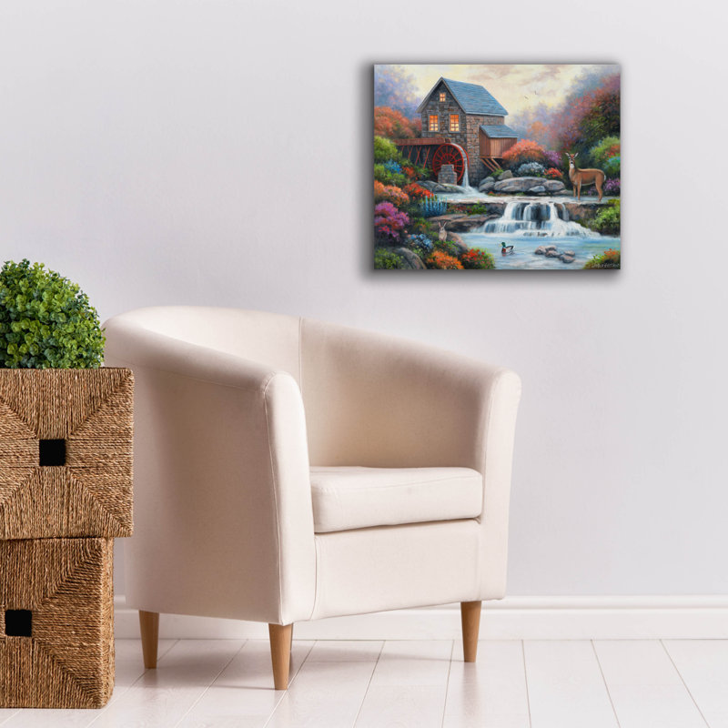 Winston Porter, «A visit to the waterwheel» par John Zaccheo, art mural sur toile, H 20 po x l 24 po x P 0,75 po