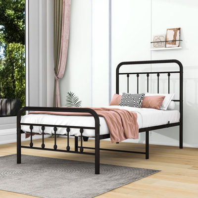 Athel Twin Metal Slat Headboard Bed