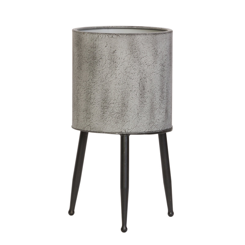 Abigail Mid Century Modern Indoor Metal Pot Planter With 3-Leg Metal Base, 15.75" H x 8.5" W x 8.5" D