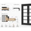 Portes doubles françaises massives Quadro 4522 Noir mat avec vitrage clair, cadre en bois massif, portes robustes pour placard ou chambre à coucher, 56 x 80 (2 x 28 x 80)-75674834