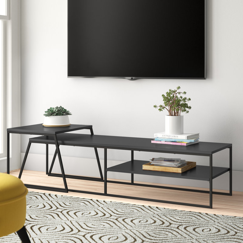 Pal Modern TV Unit Multimedia Centre Stand With Storage White 163cm, Antracite