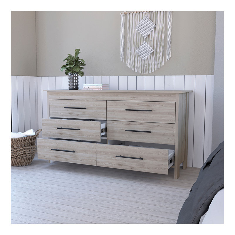 Commode rectangulaire à 6 tiroirs Southington - gris clair