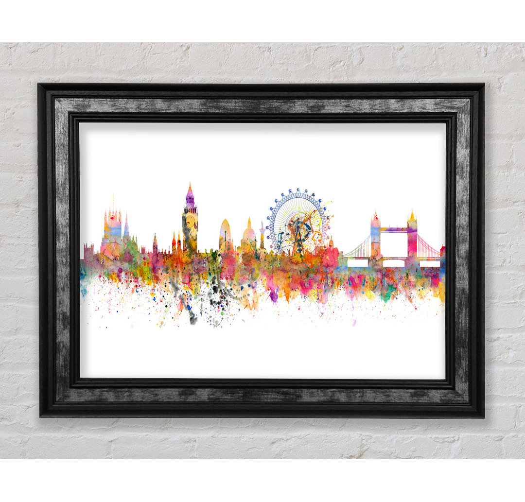 London Skyline Splatter - Einzelner Bilderrahmen Kunstdrucke