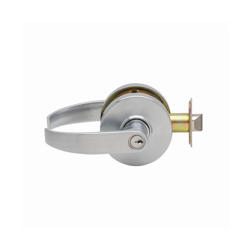 Keyed Door Lever, Satin Chrome