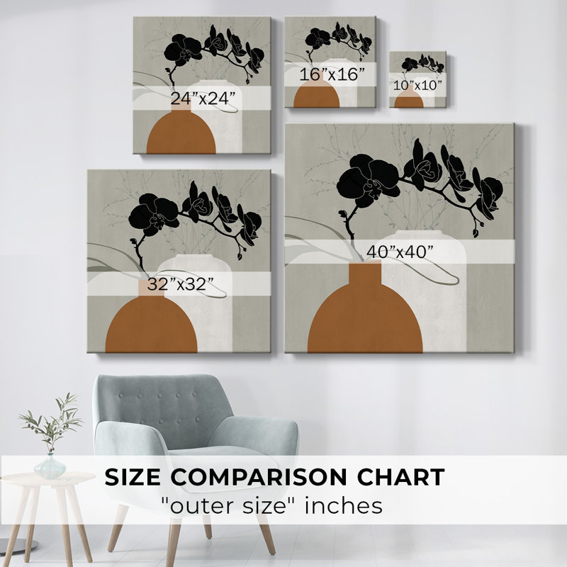 Orchidée sur toile, H 8 po x l 8 po x P 1,5 po