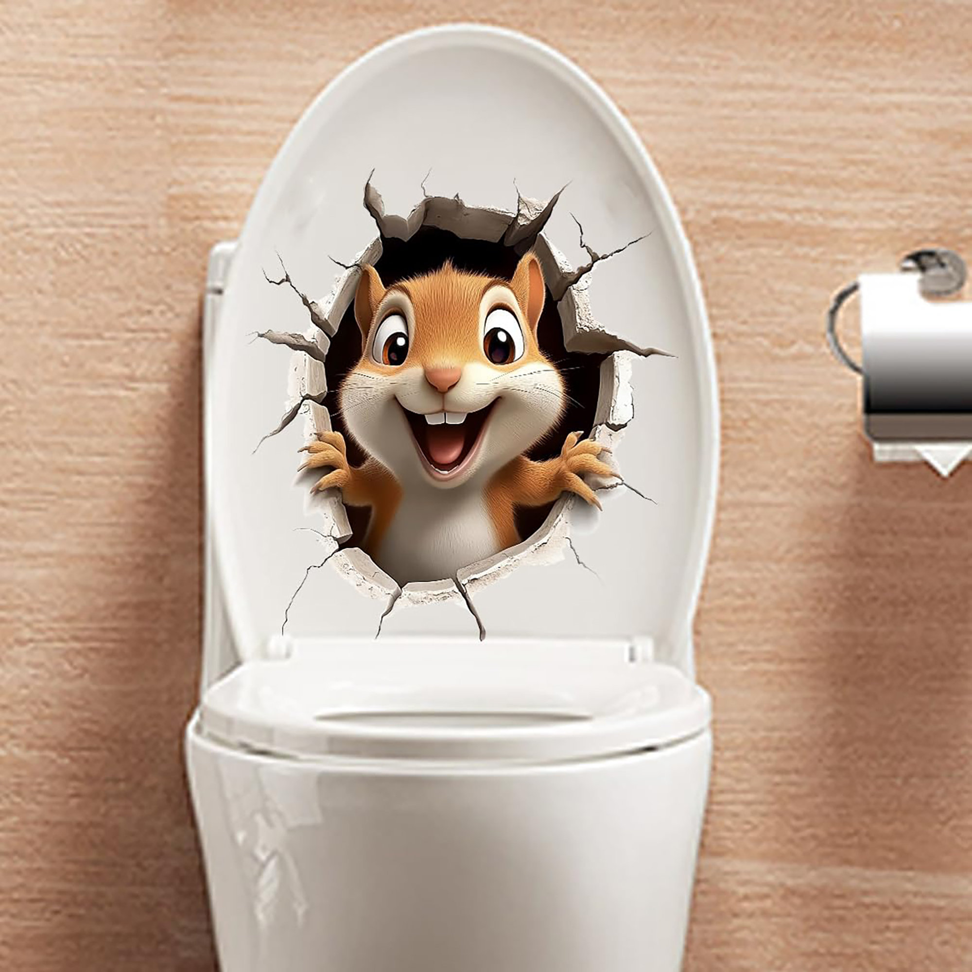 Funny Squirrel Cracked Car Decal Sticker - Waterproof Vinyl Animal Decal For Windows & Bumpers