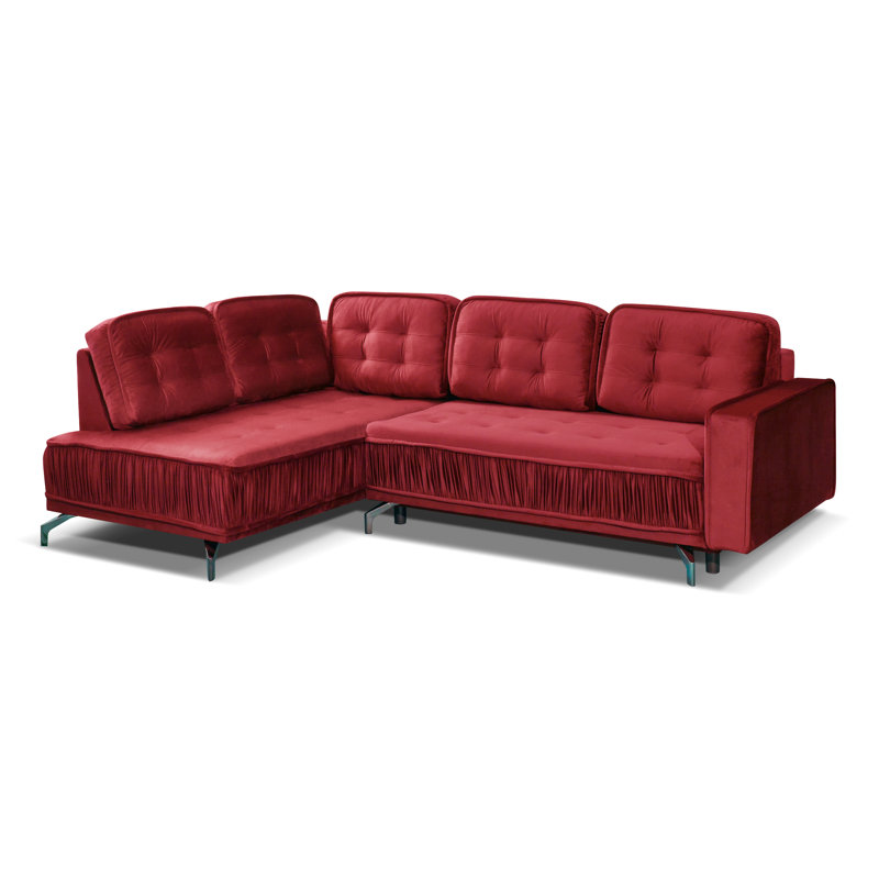Cornersville 4 Seater Sofa Bed, Left Hand Facing, Red