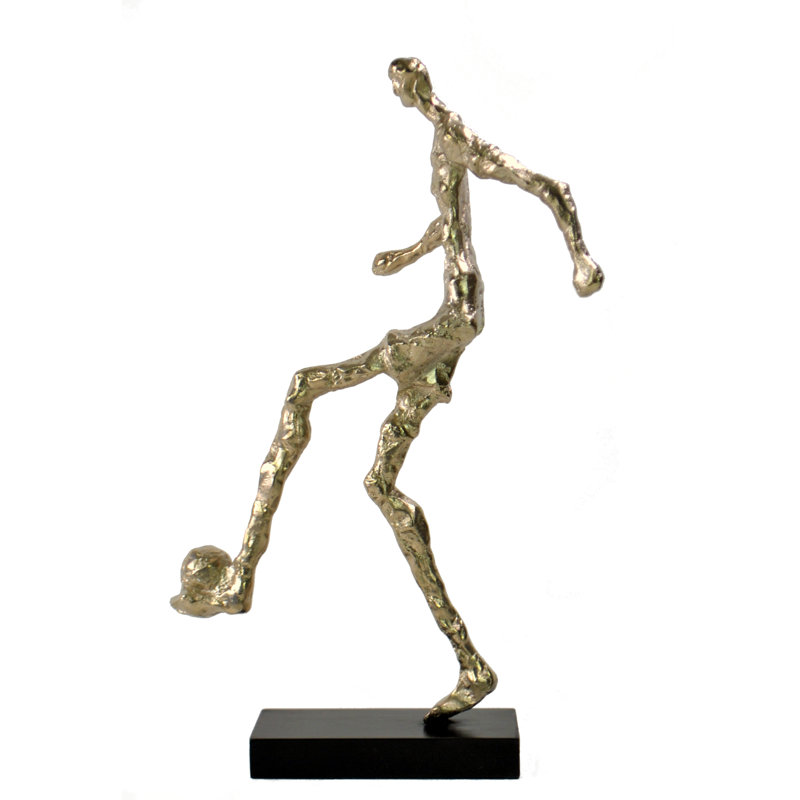 Soccer Player Stylized Figurine Silver 18" Tall