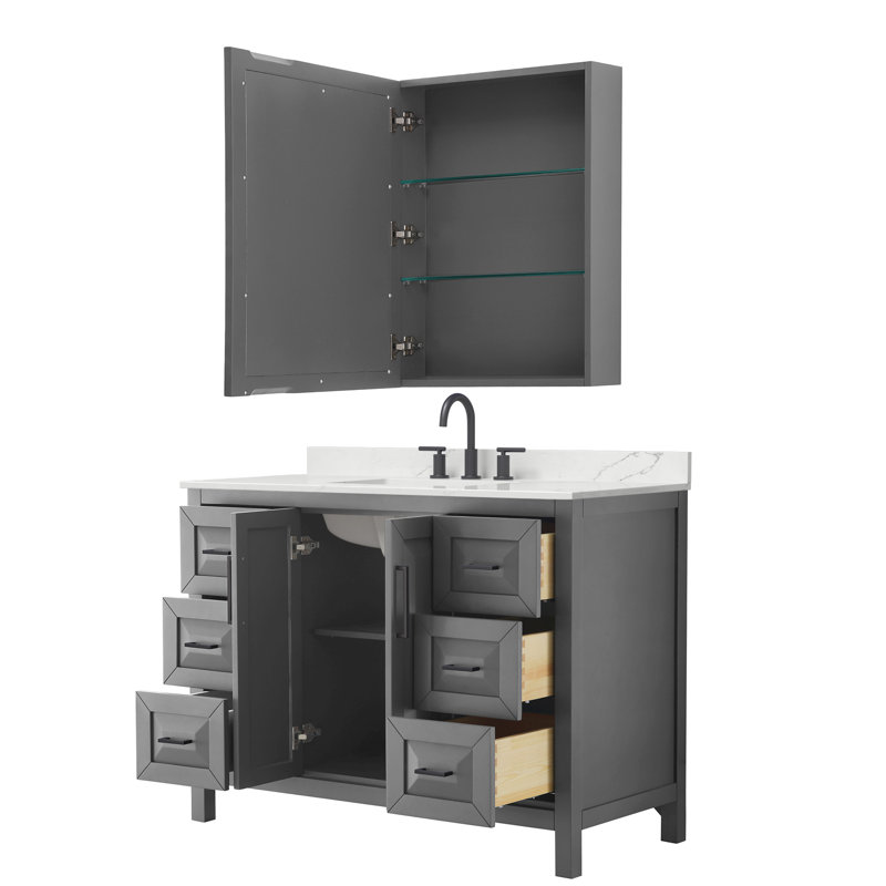 Daria 48'' W Vanity, Gray, Matte Black, Giotto Quartz