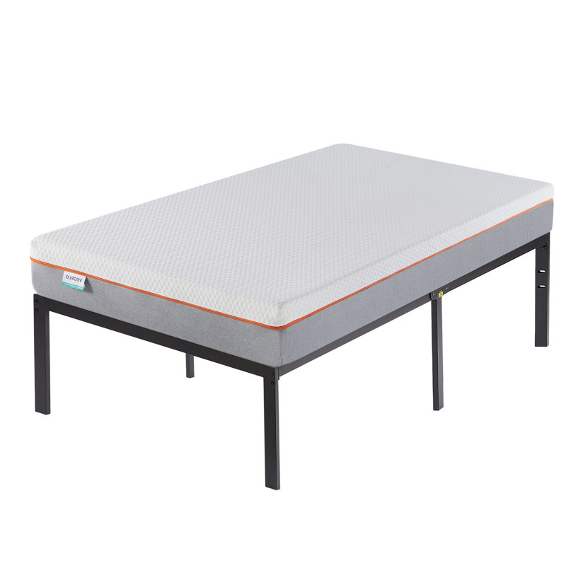Rudchester Metal Platform Bed Frame With 8" Memory Foam Mattress Included, Twin
