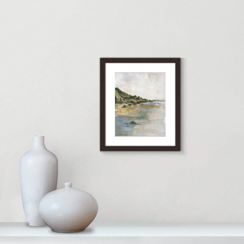Tide’s Edge Print by Casa Fine Arts, 15" H x 13" W x 1.25" D, Walnut Framed Print with Mat