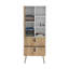 Commode haute Huna, unité avec porte, 2 tiroirs et tablettes ouvertes