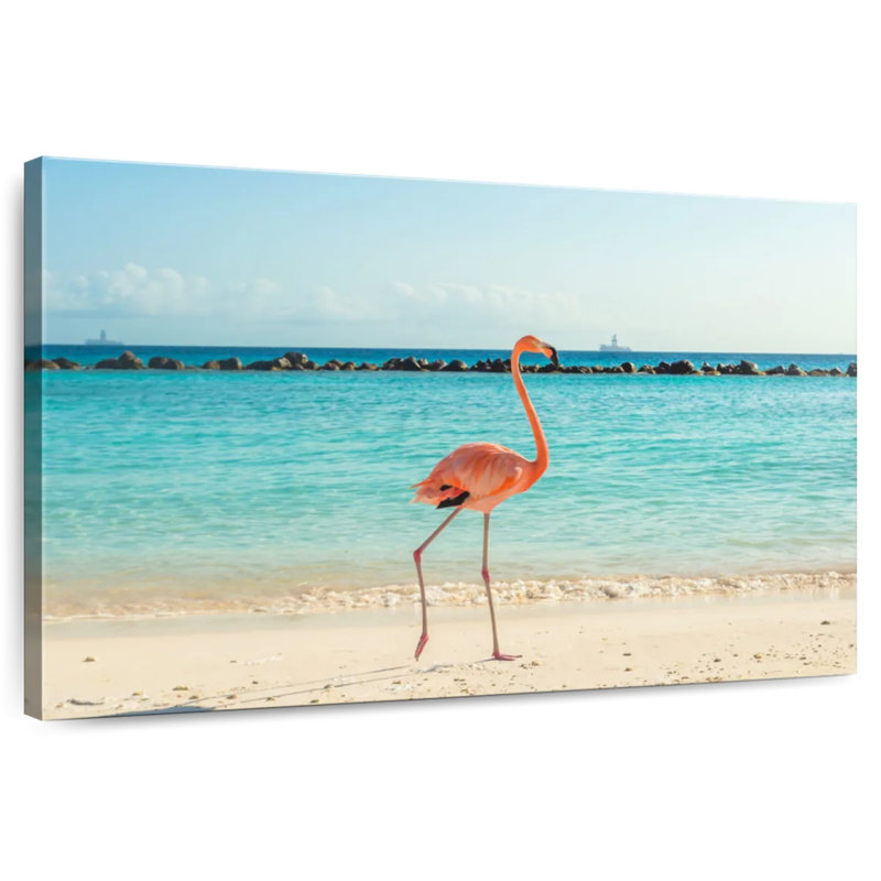 Corbeau flamant sur la plage d'Aruba, H 24 po x l 36 po