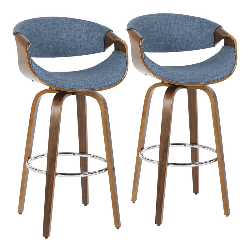 Archaimbaud Swivel Upholstered Counter Stool, Bar Stool (30" Seat Height), Blue