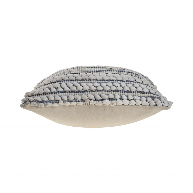 Coastal Striped Textured Square Throw Pillow Cover, Polyester