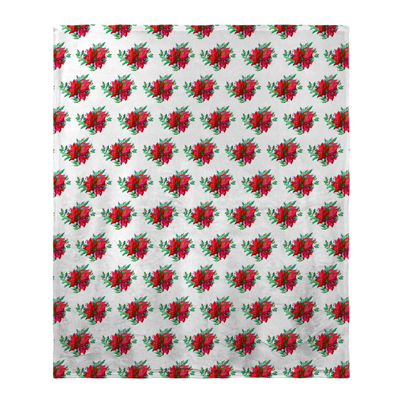 Jeté en soie poinsettia