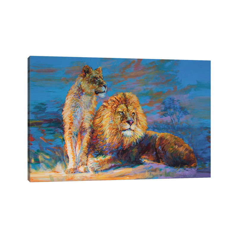 Lion And Lioness by Leon Devenice - Wrapped Canvas Gallery-Wrapped Canvas Giclée, 20.32 cm H x 30.48 cm W