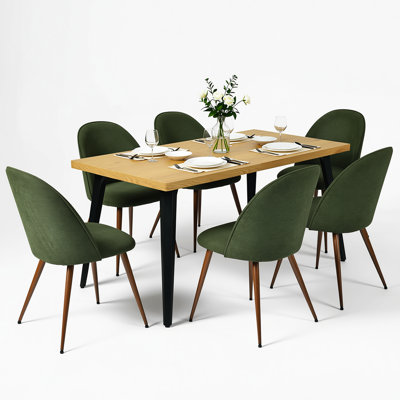 Ensemble de salle à manger rectangulaire moderne de 7 pièces de 63 pouces avec des chaises rembourrées