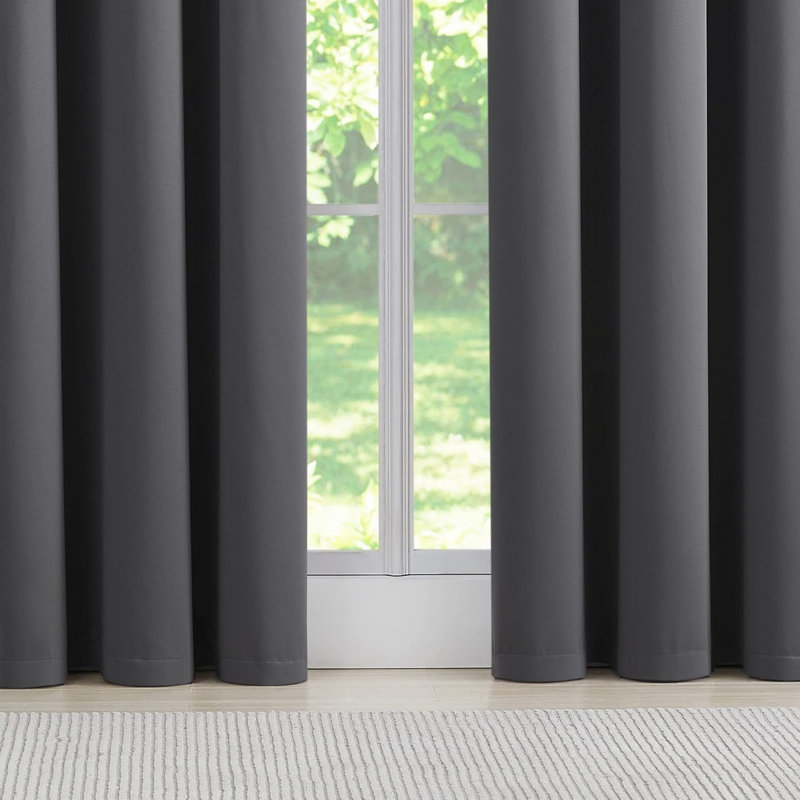 Room Darkening Curtain Panel Pair, 244cm Width x 132cm Drop, Grey
