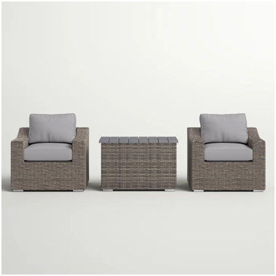 Chic Rattan Wicker Fully Assembled 2-Person Seating Group with Plush Cushions – Ideal for Cozy Outdoor Gatherings