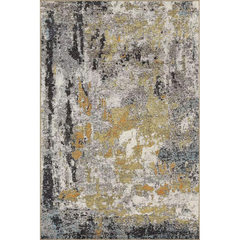 Abstract Modern Patterned Woven Base Rug, Runner 4'11" x 9'10" Rug Pad Included