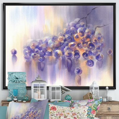 «Painted Impression of Bunch of Purple Grapes», reproduction d'art sur toile