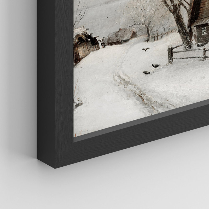 «Winter Snow Cabin» sur, H 12 po x l 16 po, Noir