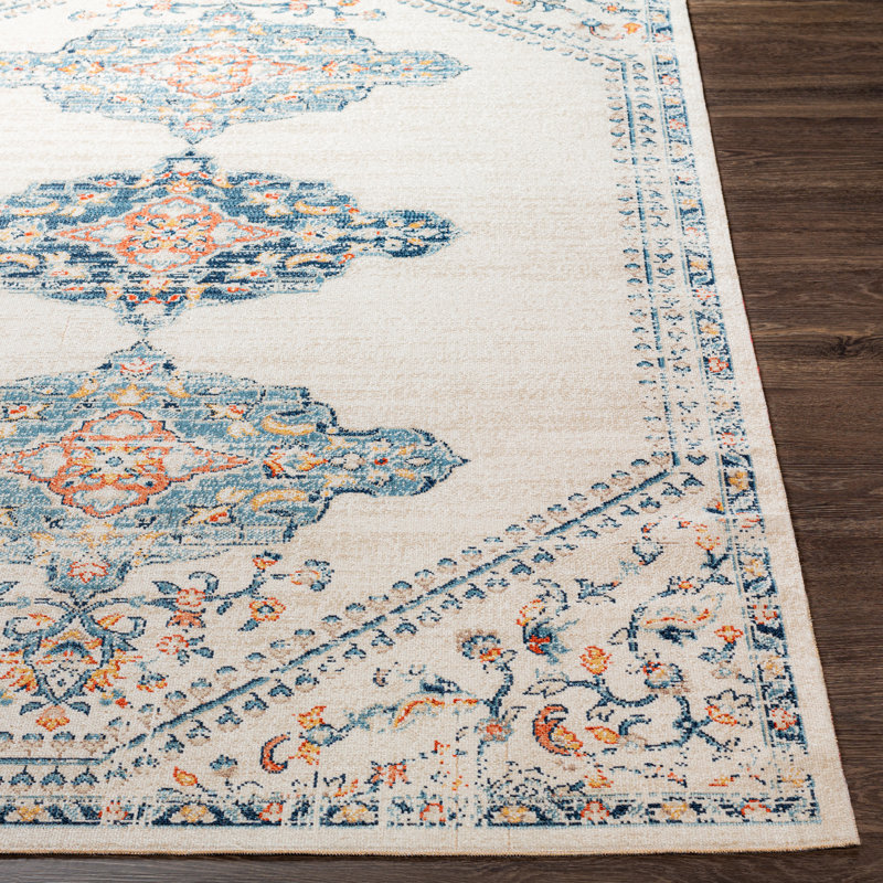 Tapis oriental bleu marine intérieur / extérieur Enciso, Rectangle 5 pi 3 po x 7 pi