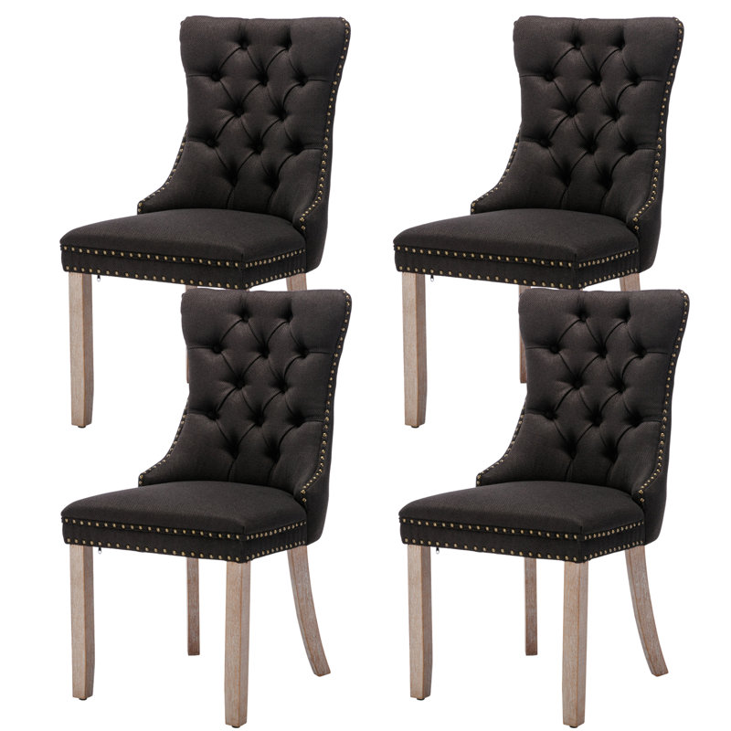 Chaise de salle à manger Kenta, Bois noir, Brun