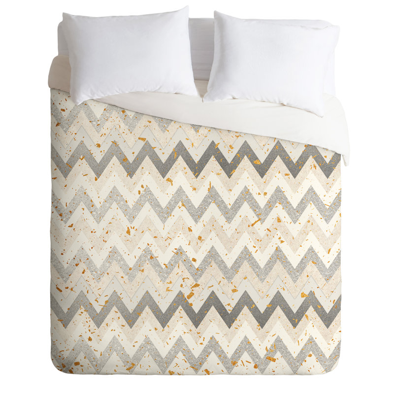 Ensemble de housse de couette confettis, Housse très grand + 2 taies décoratives, Gris / Beige
