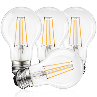 Luxrite Vintage A19 LED Light Bulbs 8W=60W 3500K Dimmable 800 Lumens 4 Pack