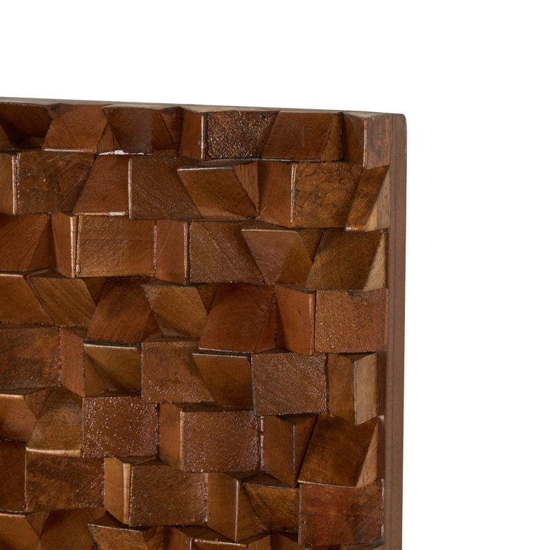 Mango Wood Handmade 3D Cube Inspired Geometric Brown Wall Decor