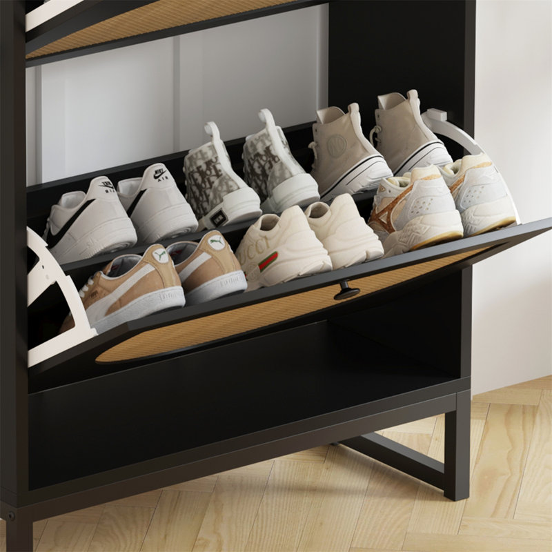 Flip Down Shoe Storage, Black, 93.5cm H x 60cm W x 23.5cm D