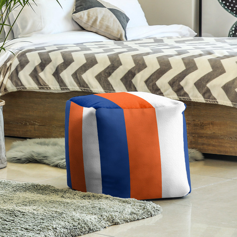 Repose-pieds repose-pieds à rayures carrées, Rangers de New York, Bleu royal / orange / blanc, H 13 po x l 13 po x P 13 po