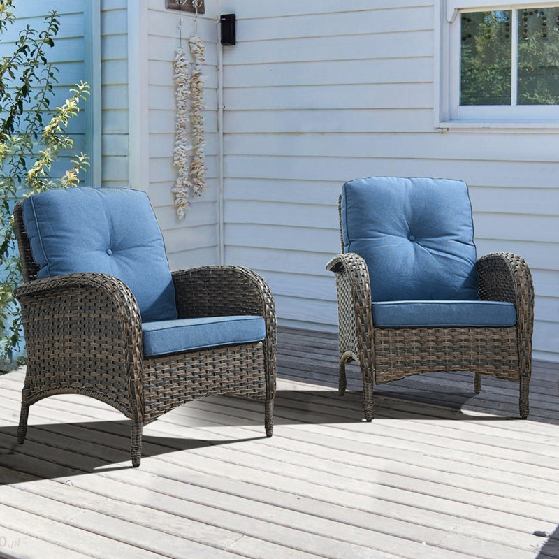 Wicker Outdoor Lounge Chair, Blue