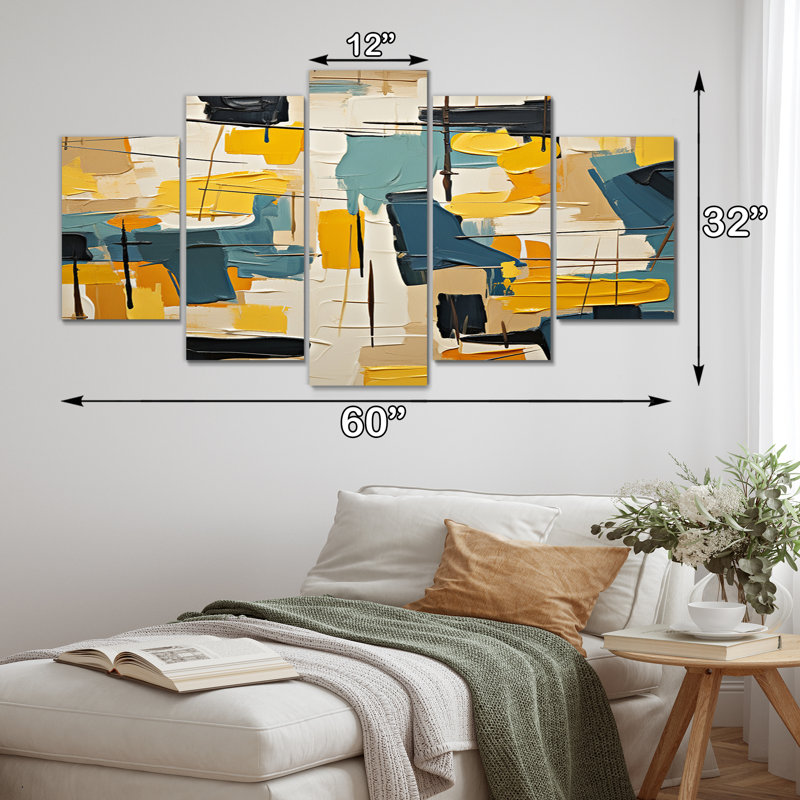 Squared Ceremony Abstract Expressionism - Abstract Wall Decor - 5 Panels