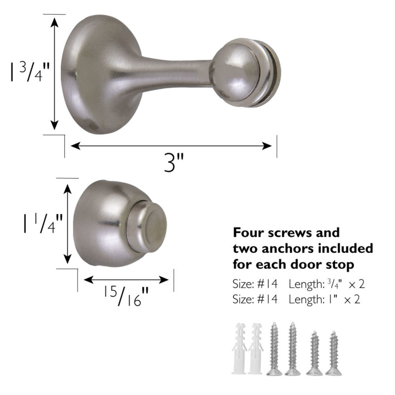 Butée de plinthe magnétique en acier Michigan, Nickel satiné