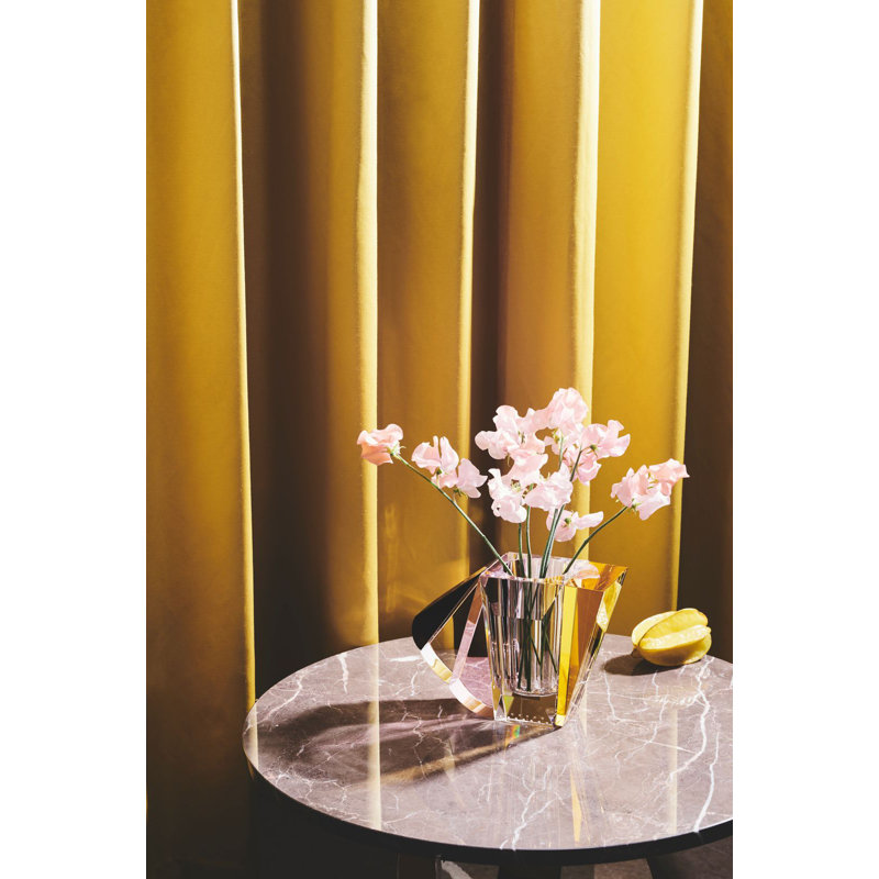 Manhattan Handmade Crystal Table Vase, Clear/Yellow/Rose, 8.46" H x 6.3" W x 4.33" D
